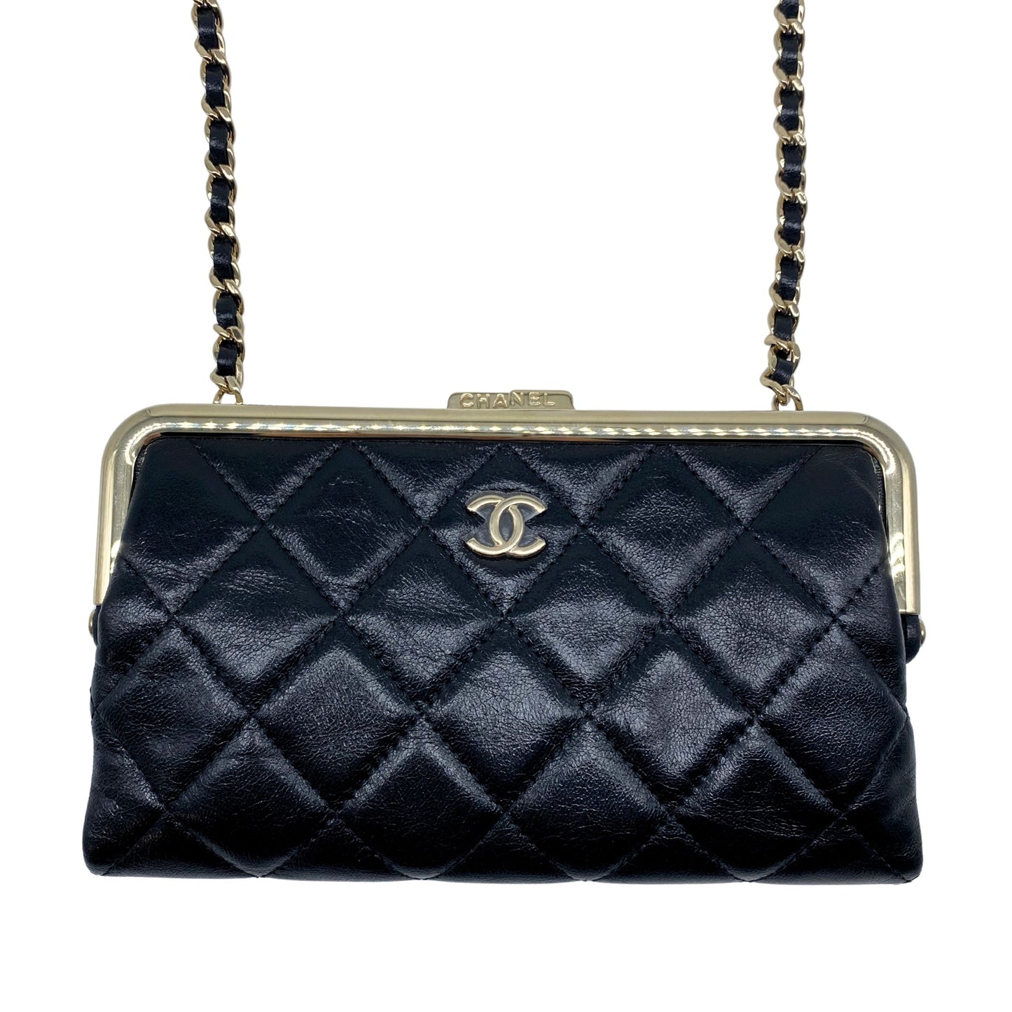 Chanel Frame Clutch w/ Chain Black