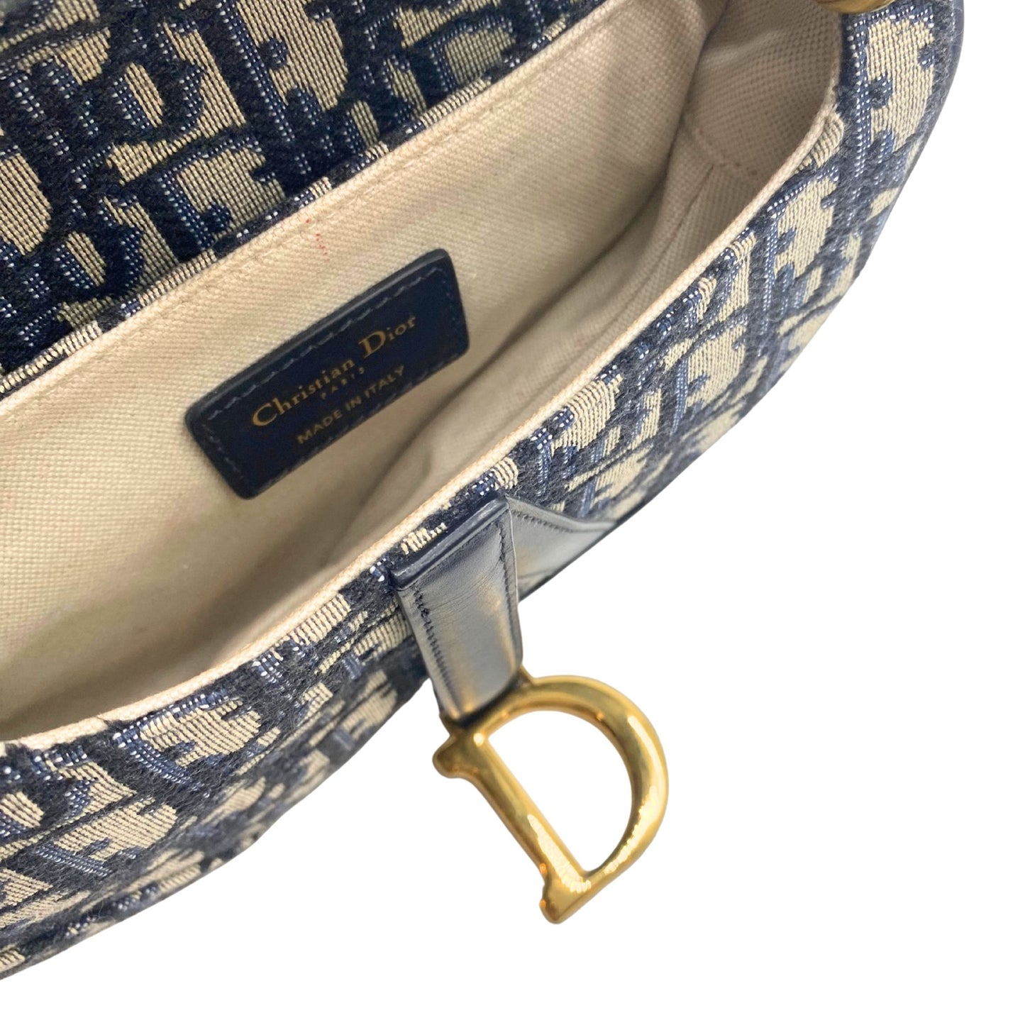Christian Dior Oblique Mini Saddle Bag with Canvas Logo Strap