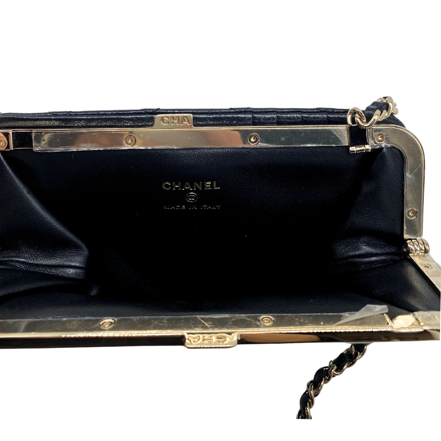 Chanel Frame Clutch w/ Chain Black
