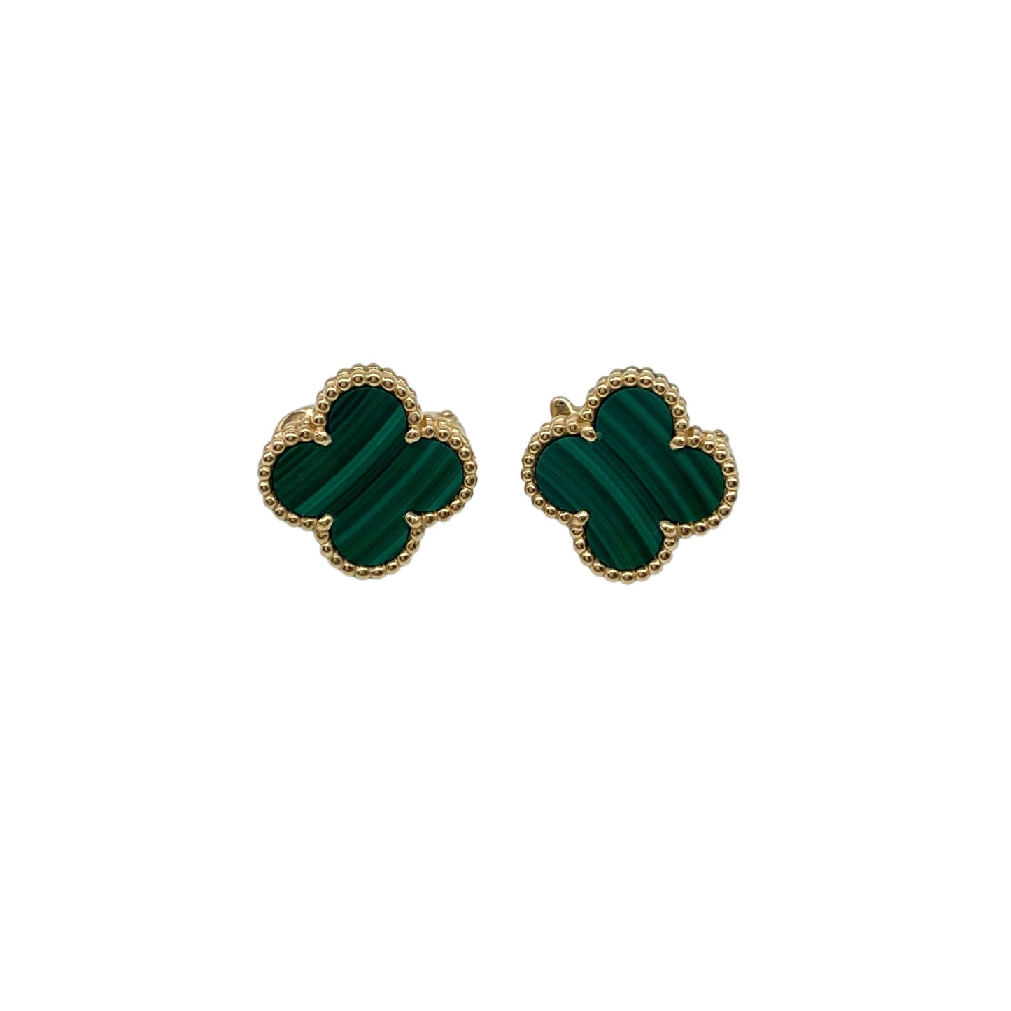 Van Cleef and Arpels Vintage Alhambra Malachite Earrings