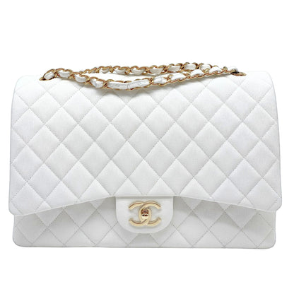 Chanel Maxi White Caviar w/ Gold Hardware