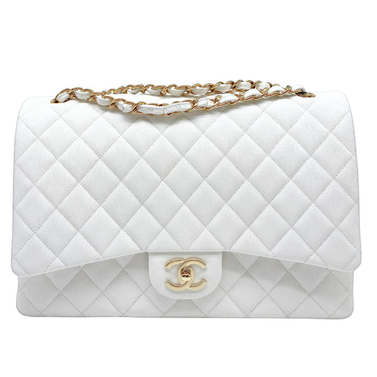 Chanel Maxi White Caviar w/ Gold Hardware