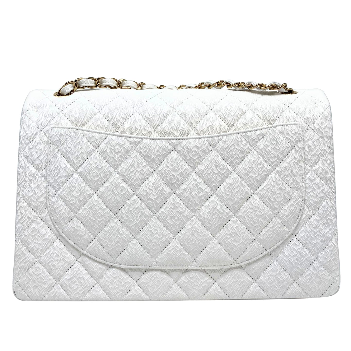Chanel Maxi White Caviar w/ Gold Hardware