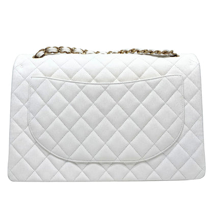 Chanel Maxi White Caviar w/ Gold Hardware