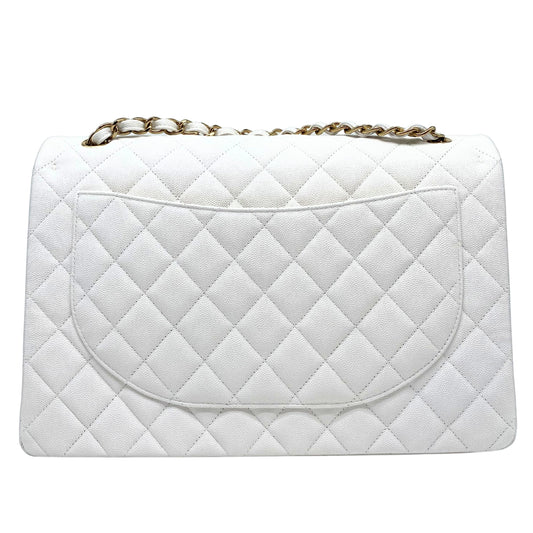 Chanel Maxi White Caviar w/ Gold Hardware