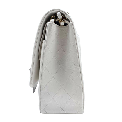 Chanel Maxi White Caviar w/ Gold Hardware