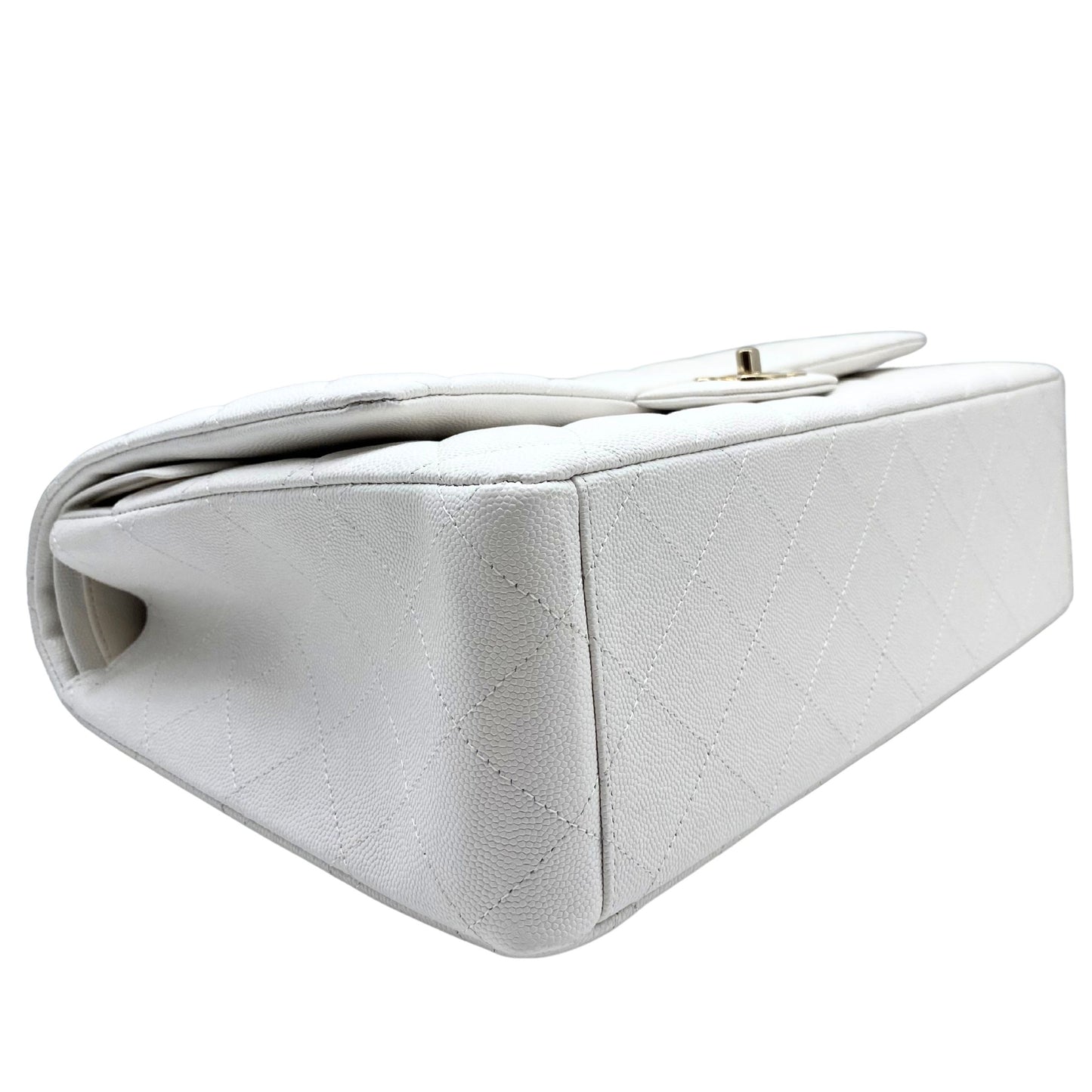 Chanel Maxi White Caviar w/ Gold Hardware