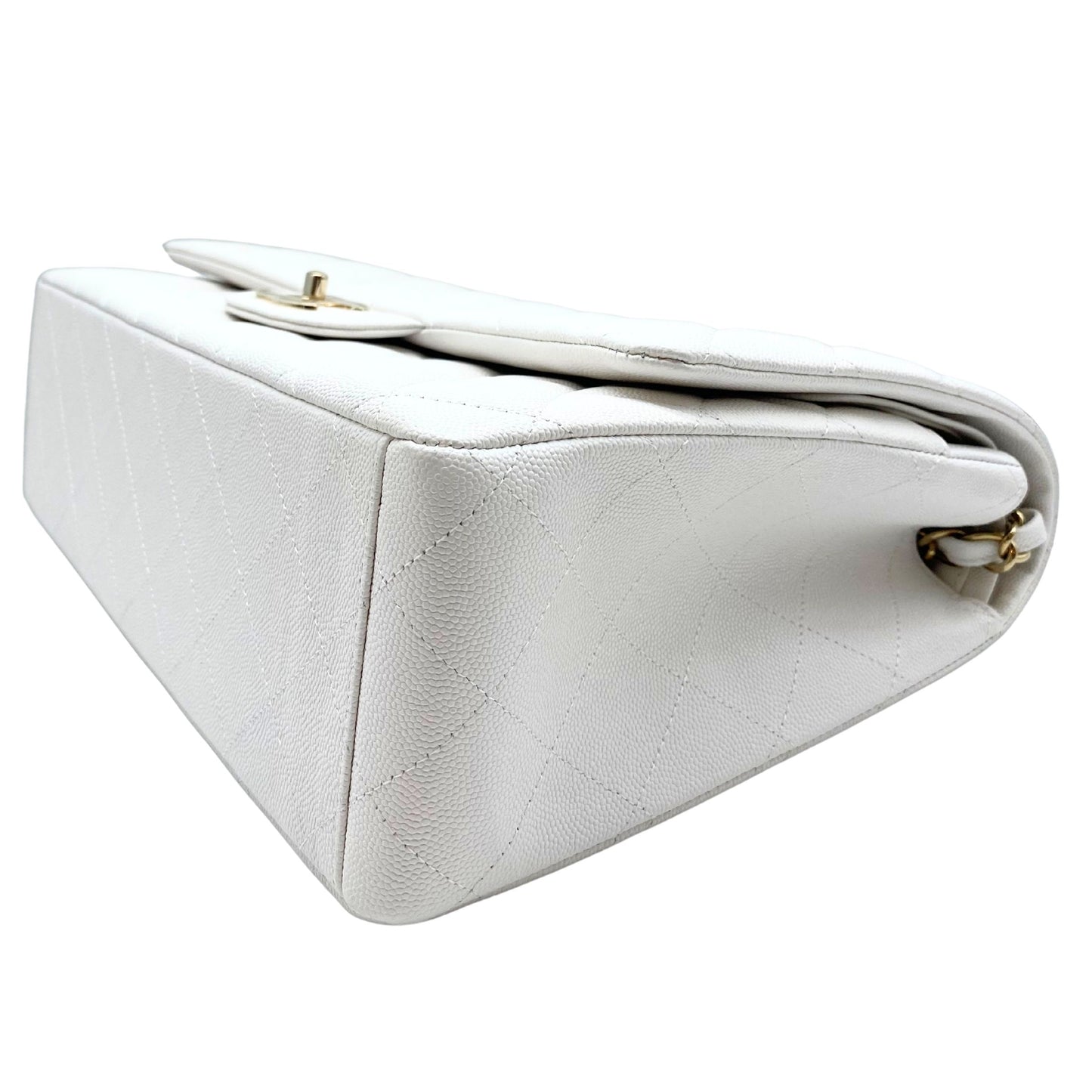 Chanel Maxi White Caviar w/ Gold Hardware