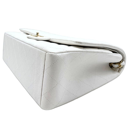 Chanel Maxi White Caviar w/ Gold Hardware