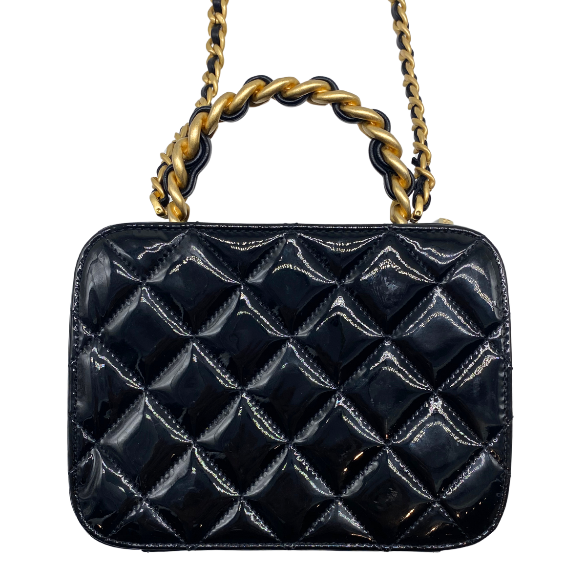 Chanel Woven Chain Handle black Patent Vanity