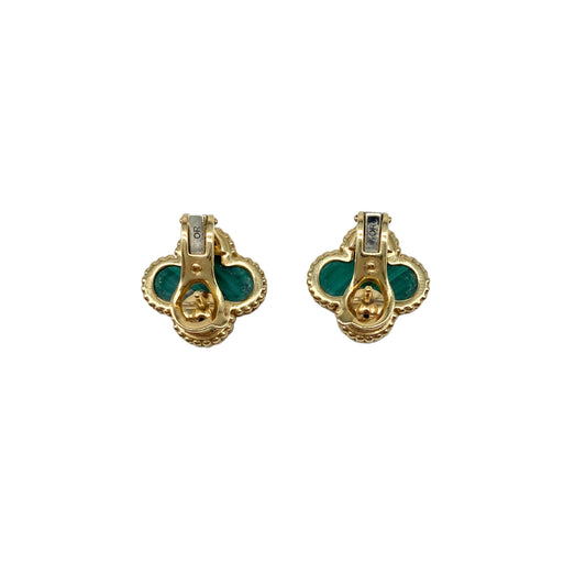 Van Cleef and Arpels Vintage Alhambra Malachite Earrings
