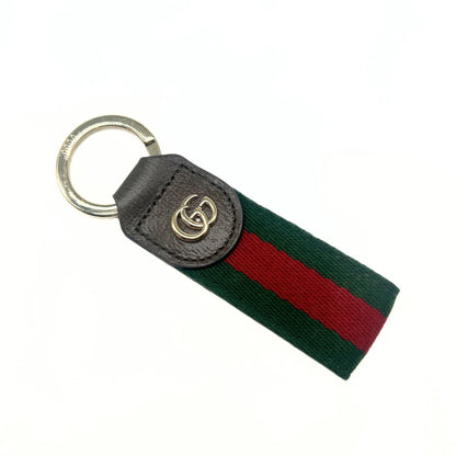 Gucci Ophedia Key Ring Green/Red Webbed