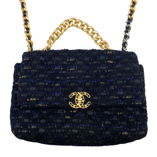 Chanel 19 Large Blue/Black Tweed