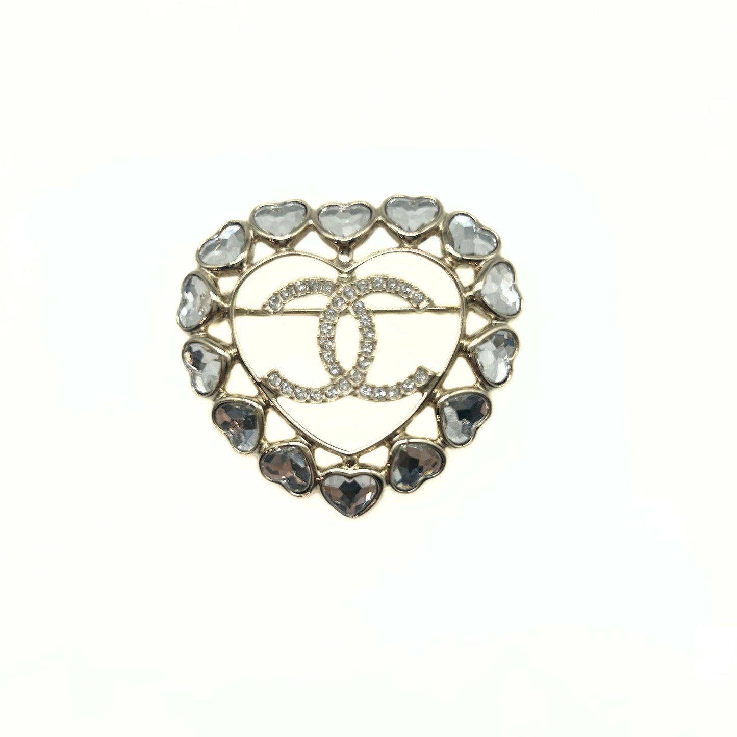 Chanel Crytal Heart Brooch