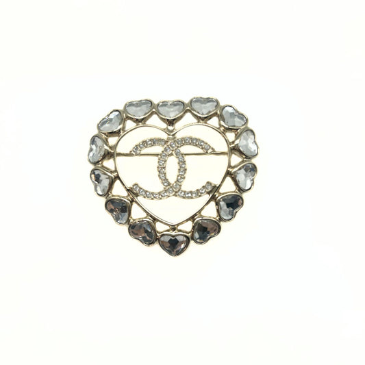 Chanel Crytal Heart Brooch
