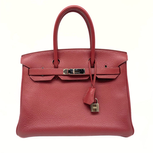 Hermes Birkin 30 Rouge Garance Togo Platinum Hardware