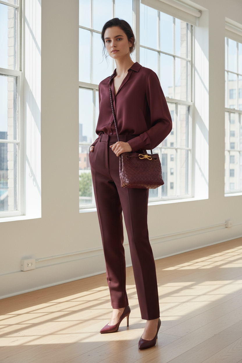 Bottega Veneta Andiamo Burgundy Bag