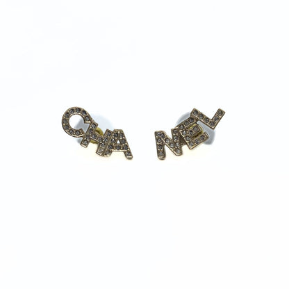 Chanel Crystal Strass CHA-NEL Stud Earrings
