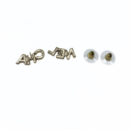 Chanel Crystal Strass CHA-NEL Stud Earrings