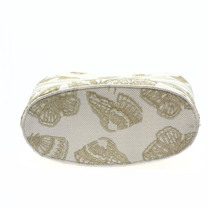 Dior Canvas Cannage Embroidered Brocart Hat Basket Bag White Gold