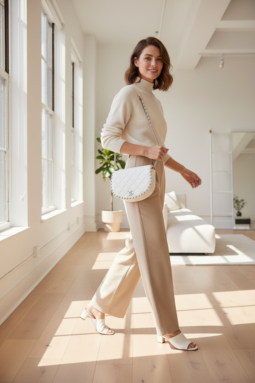 Chanel White Studded Quilted Flapbag