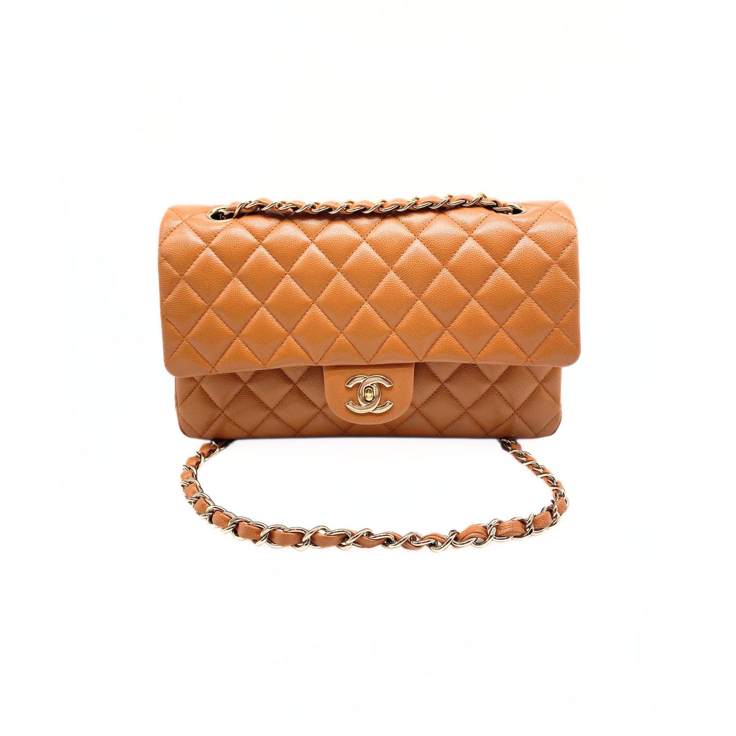 Chanel Caramel Medium Classic Double Flap Caviar Gold Hardware