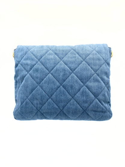 CHANEL Supple Twins Denim Hobo Bag with Brushed Gold Hardware