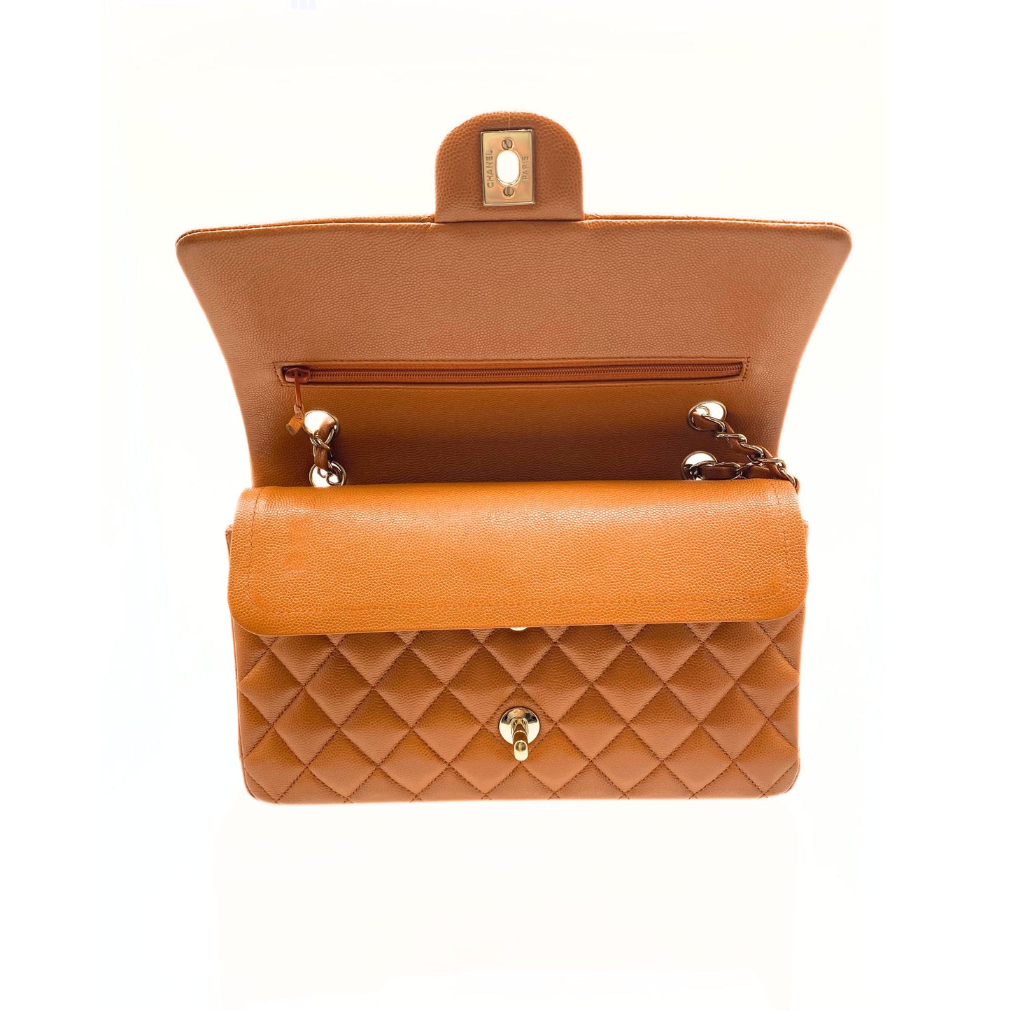 Chanel Caramel Medium Classic Double Flap Caviar Gold Hardware