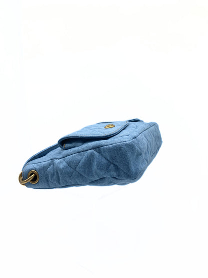 CHANEL Supple Twins Denim Hobo Bag with Brushed Gold Hardware