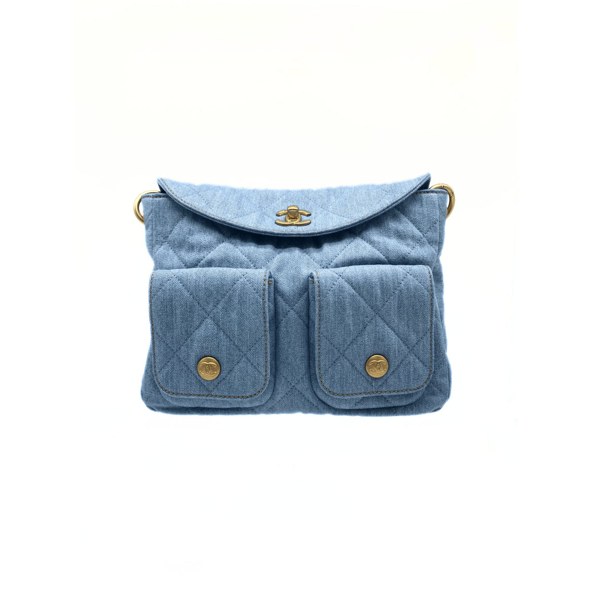 CHANEL Supple Twins Denim Hobo Bag with Brushed Gold Hardware