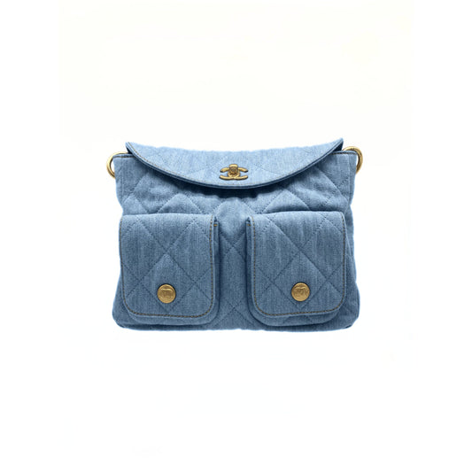 CHANEL Supple Twins Denim Hobo Bag with Brushed Gold Hardware