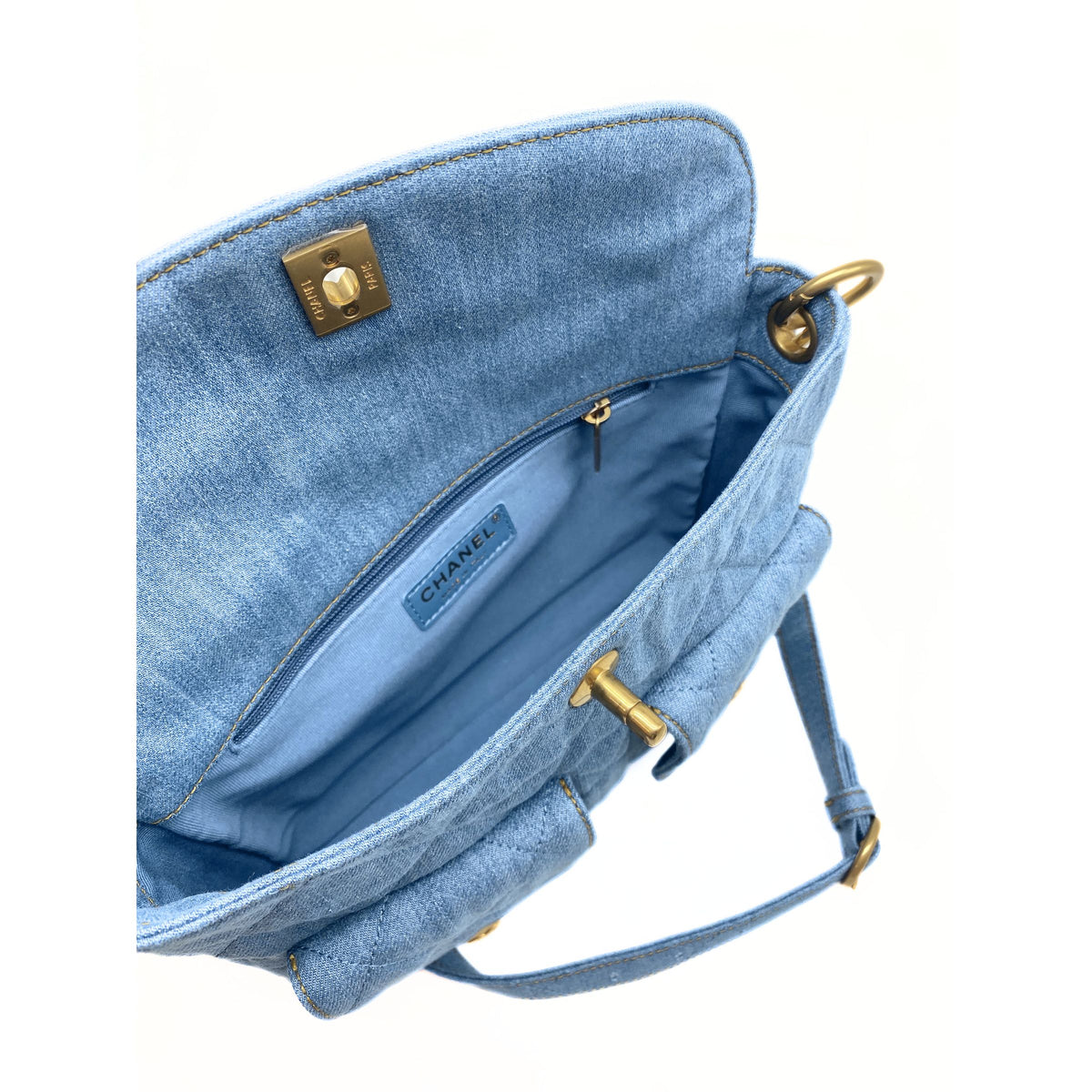 CHANEL Supple Twins Denim Hobo Bag with Brushed Gold Hardware