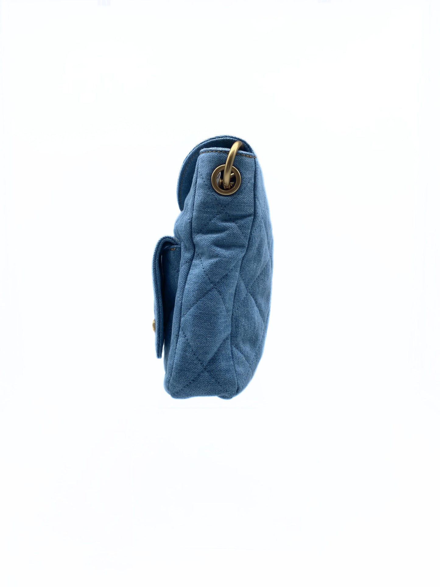 CHANEL Supple Twins Denim Hobo Bag with Brushed Gold Hardware