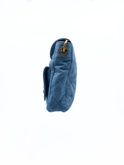 CHANEL Supple Twins Denim Hobo Bag with Brushed Gold Hardware