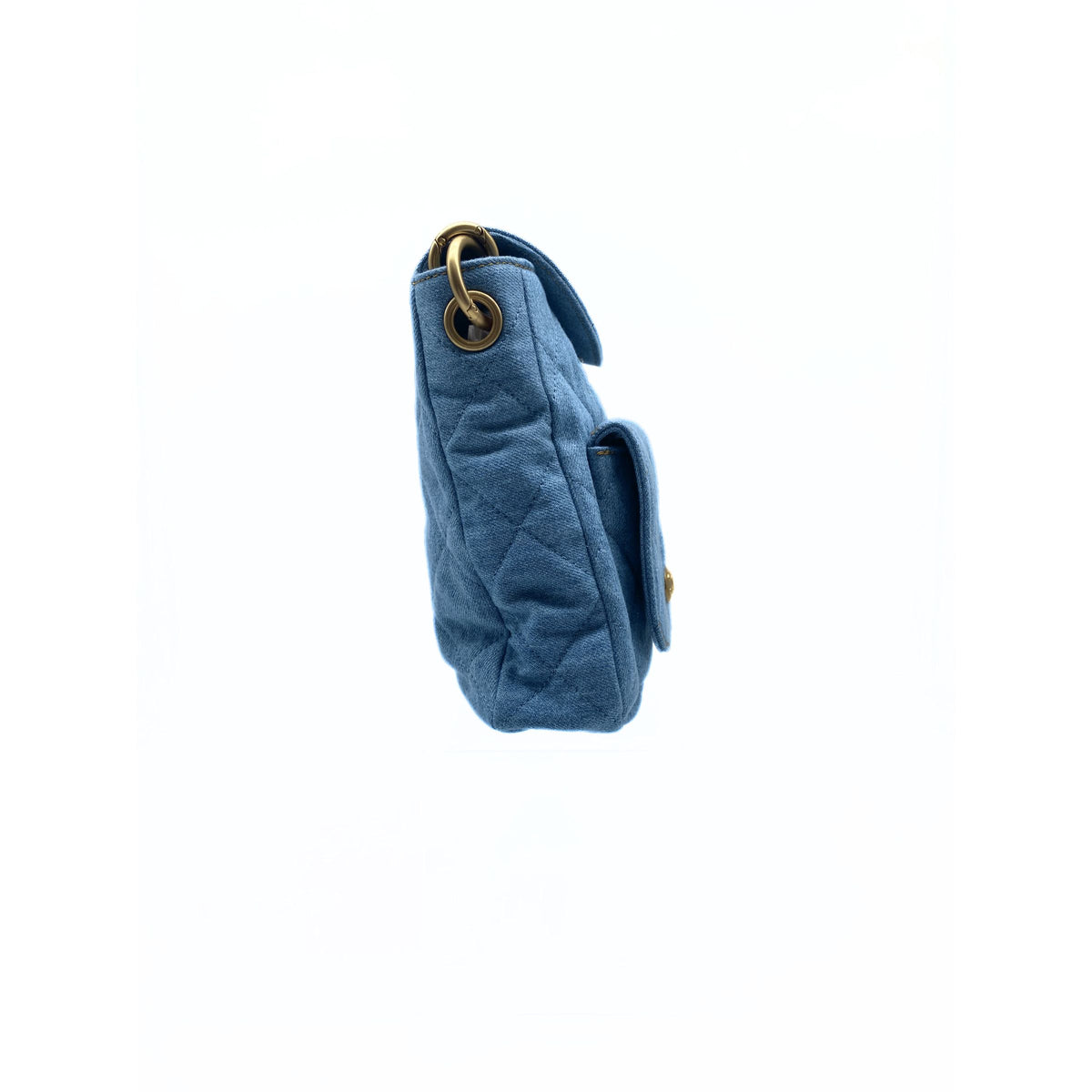 CHANEL Supple Twins Denim Hobo Bag with Brushed Gold Hardware