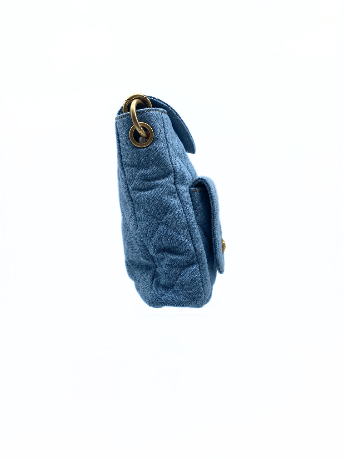 CHANEL Supple Twins Denim Hobo Bag with Brushed Gold Hardware