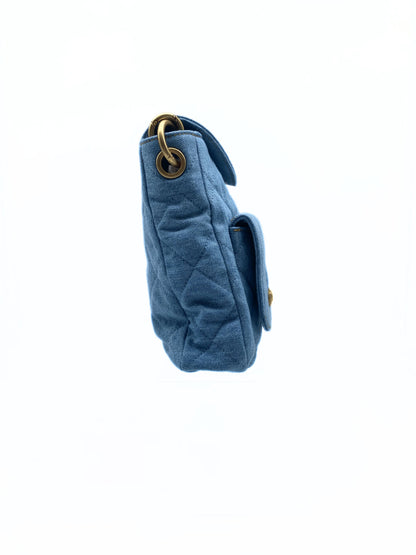 CHANEL Supple Twins Denim Hobo Bag with Brushed Gold Hardware