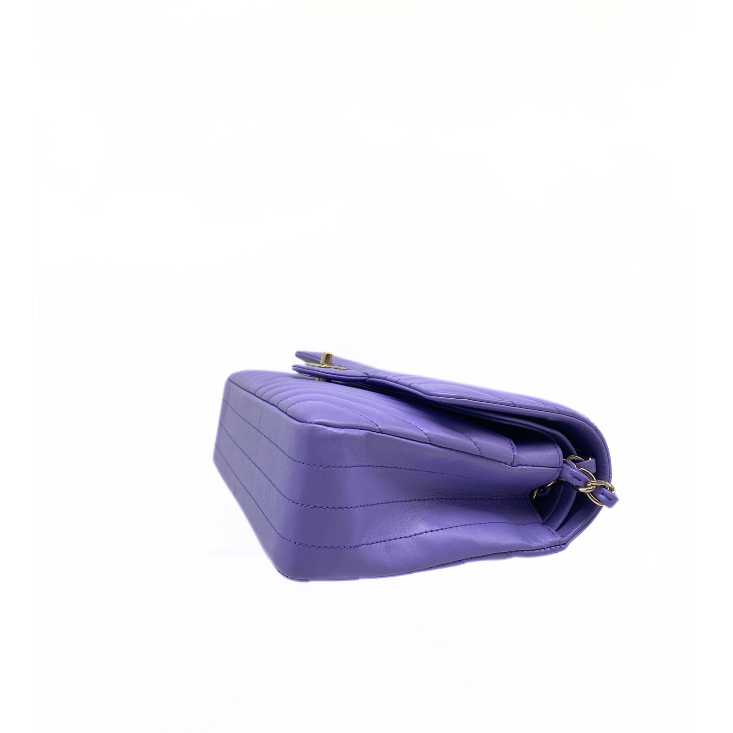 Chanel Lambskin Chevron Quilted Small Double Flap Lavender