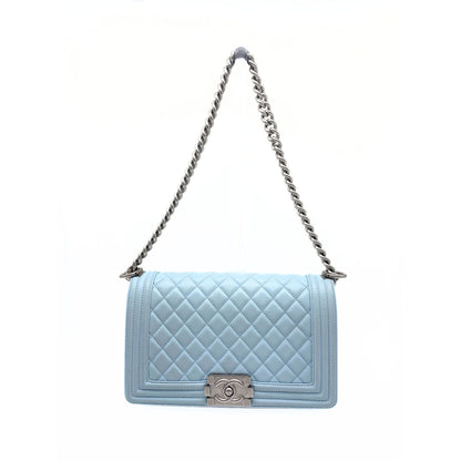 Chanel Old Medium Quilted Boy Flap Matte Blue