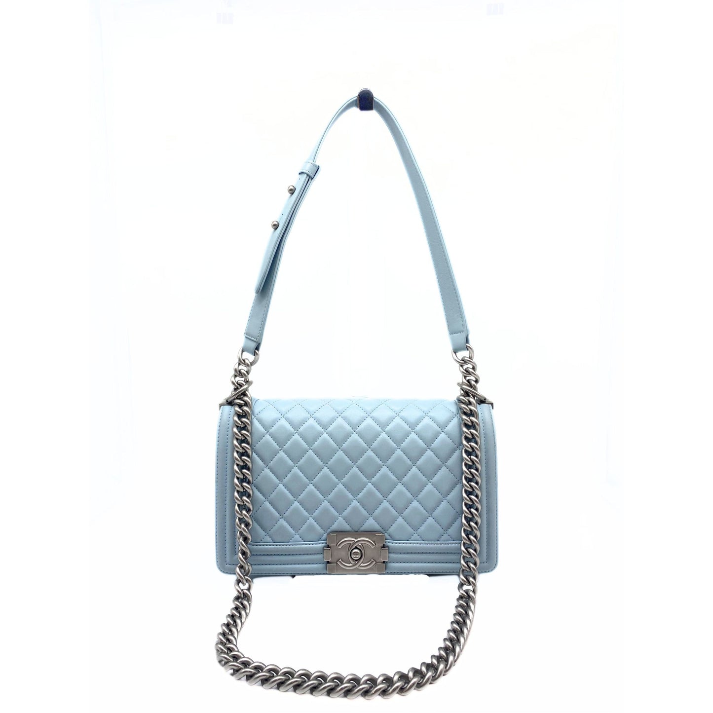 Chanel Old Medium Quilted Boy Flap Matte Blue