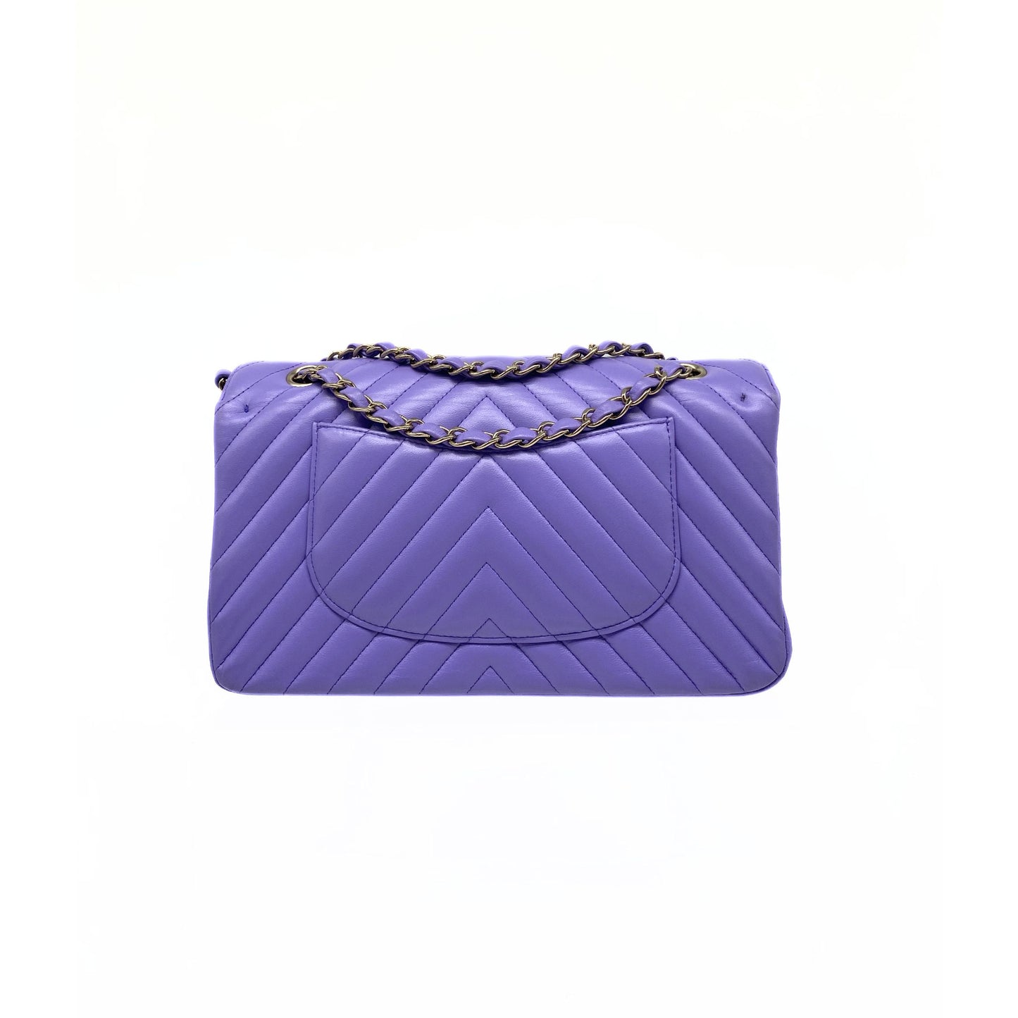 Chanel Lambskin Chevron Quilted Small Double Flap Lavender