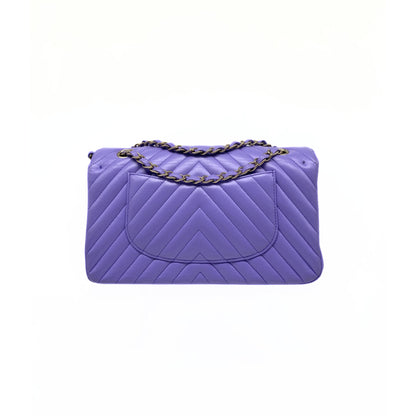 Chanel Lambskin Chevron Quilted Small Double Flap Lavender