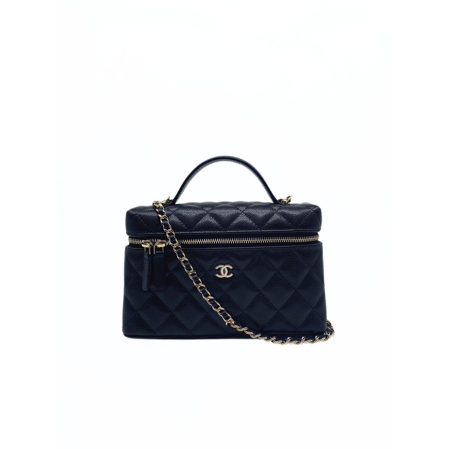 Chanel Black Slim Glazed Caviar Vanity