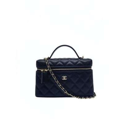 Chanel Black Slim Glazed Caviar Vanity