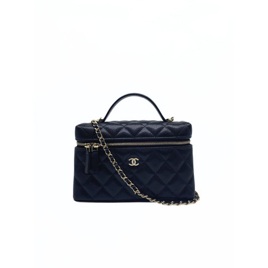 Chanel Black Slim Glazed Caviar Vanity