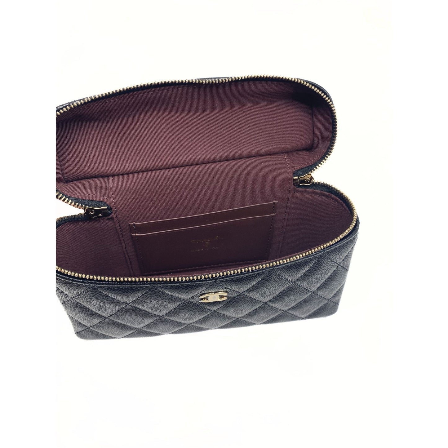 Chanel Black Slim Glazed Caviar Vanity