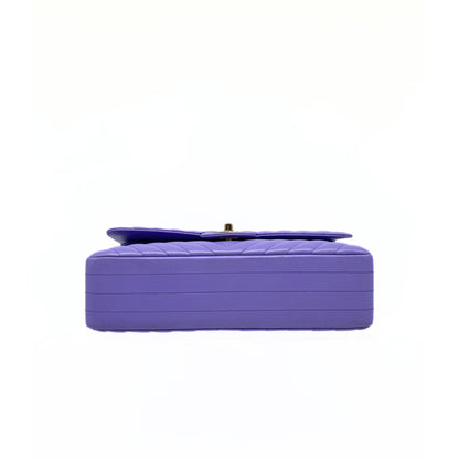 Chanel Lambskin Chevron Quilted Small Double Flap Lavender