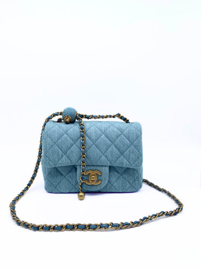 Chanel Denim Mini Coco Pearl Crush