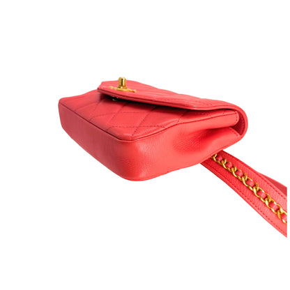 Chanel Coral Quilted Chain Waistbelt