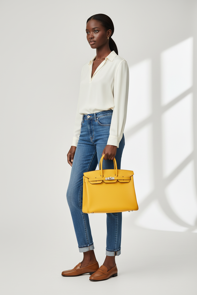 Hermés Birkin 35 Soleil Epsom Palladium Hardware